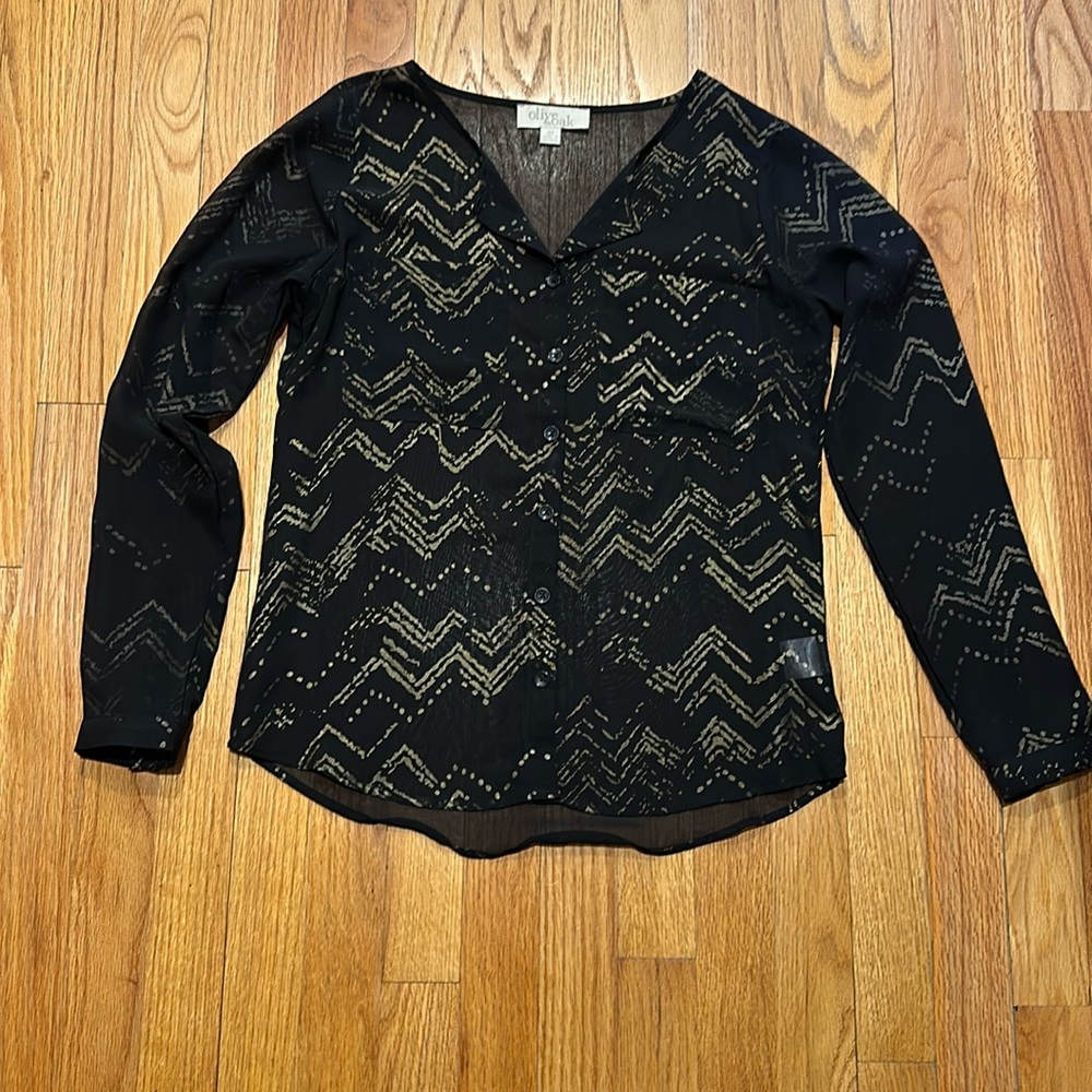 Sheer gold and black blouse